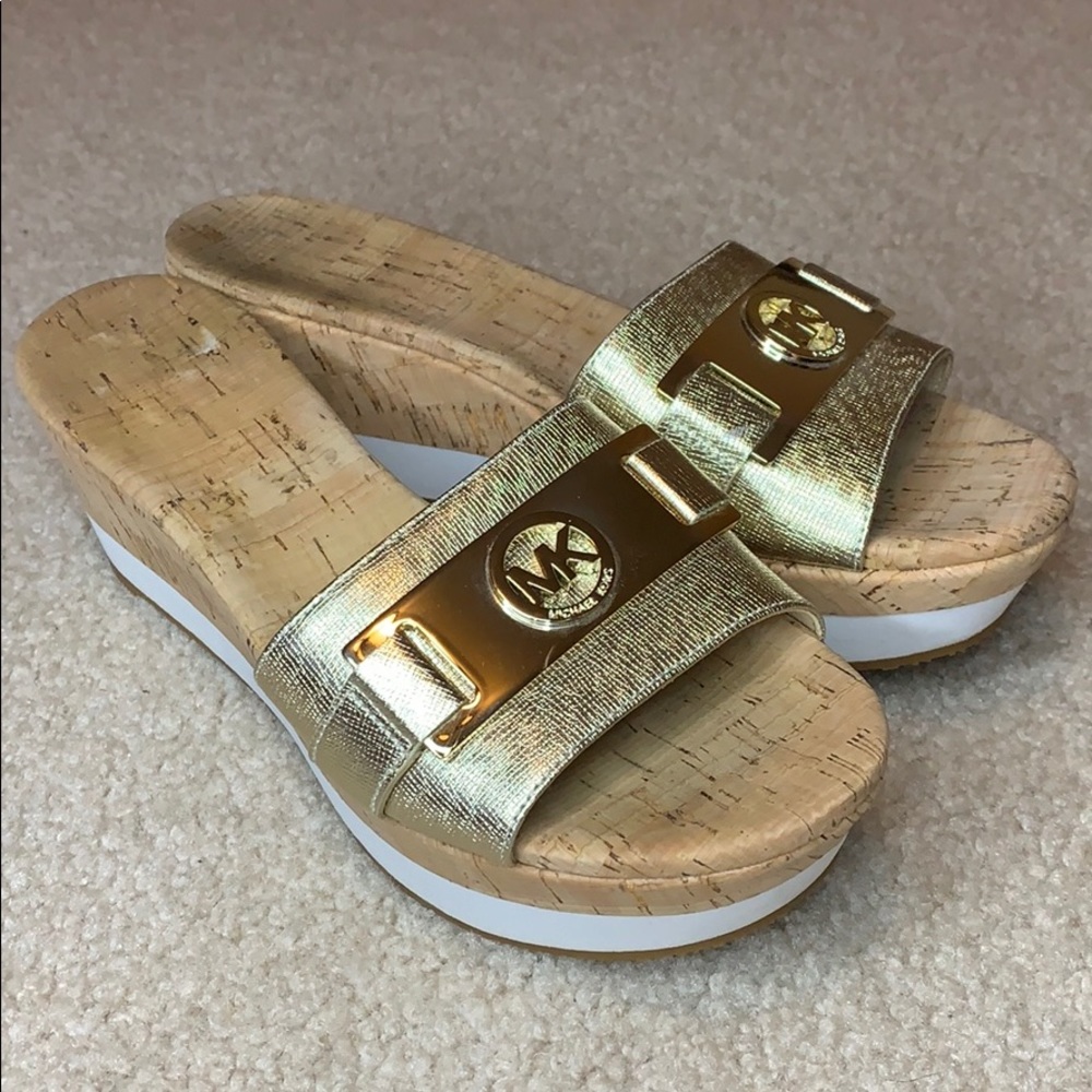 MICHAEL KORS Leather and Cork Platform Sandal